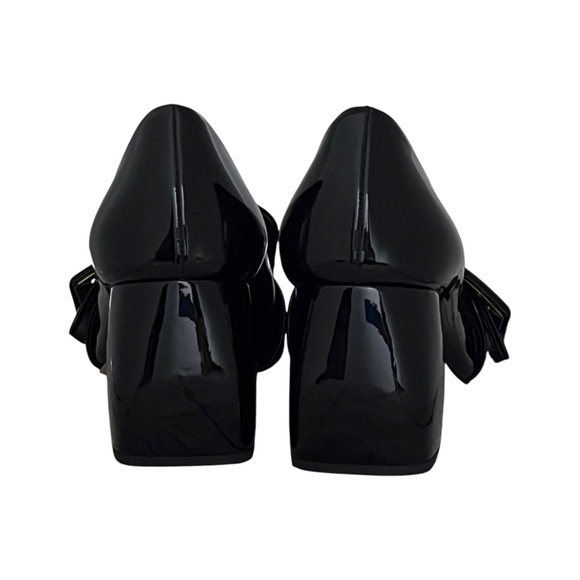 Miu Miu Womens Black Patent Leather Big Buckle Block Heel Loafers Shoes 37, US 7 - Picture 6 of 11